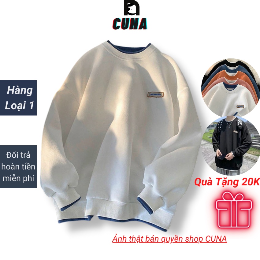 Áo Sweater CUNA Áo Sweater Nam Nữ Form Rộng Chất Cotton Nỉ Ngoại Hàng Xuất Cao Cấp Trơn Cổ Tròn Dài Tay Local Brand-thoitrangcenter