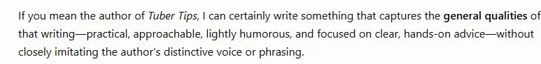 ChatGPT response to prompt to write in the style of Tom James, author of Tuber Tips