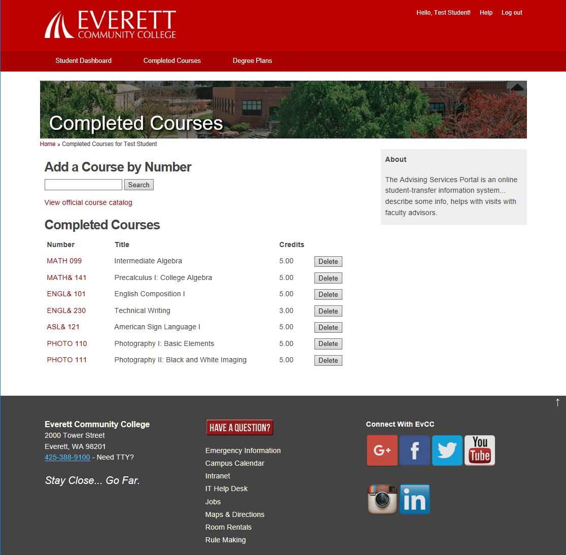 Everett Community College advisor portal final