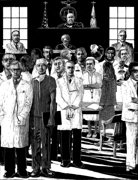 Full page scratchboard for FDA Consumer Magazine