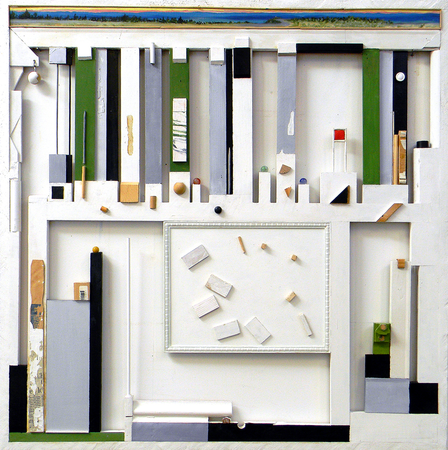 Construction Triptych. Left Panel. 37 inches x 37 inches x 1.75 inches.