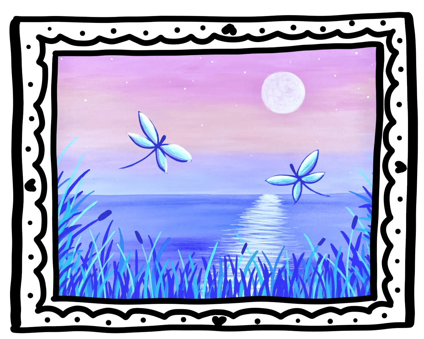 moonlit dragonflies painting option