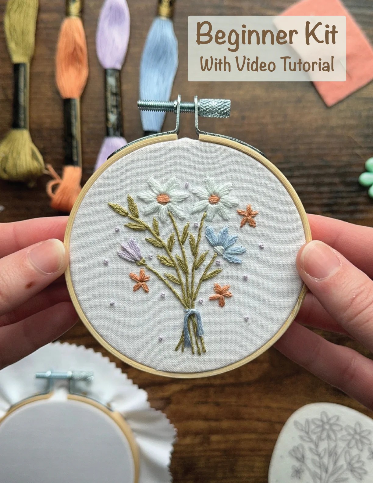 Whimsical Wildflowers Beginner Embroidery Kit Thread Head Designs