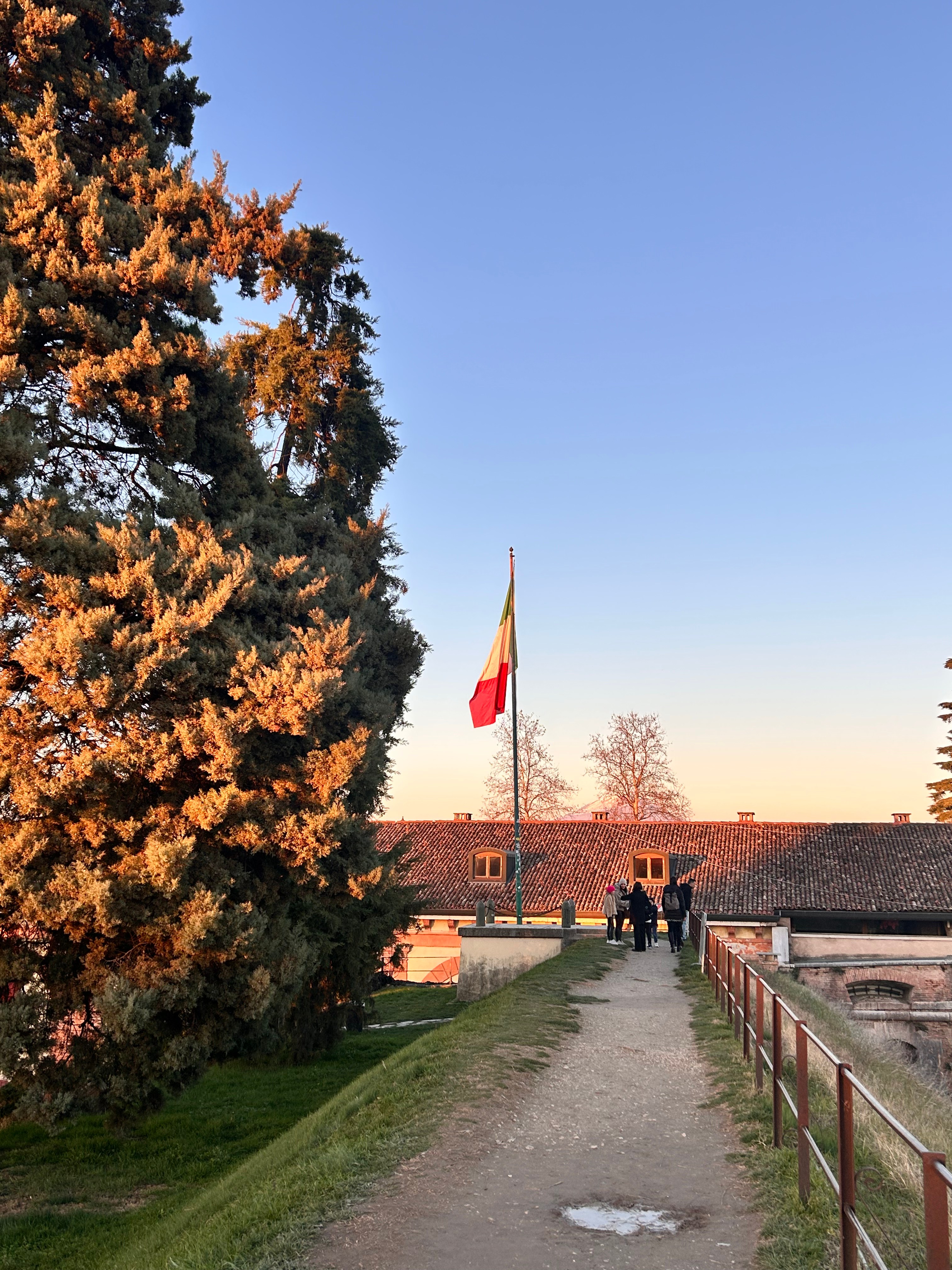 Italian flag during Christmas sunset