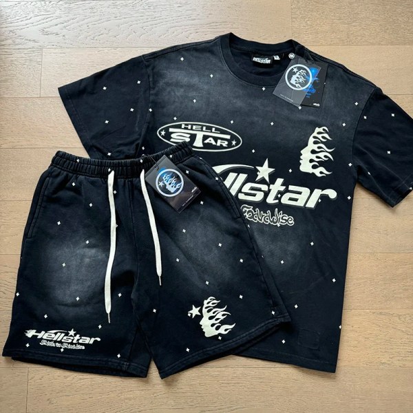 Hellstar All-Over Star Black Oversized Tee X Short Combo