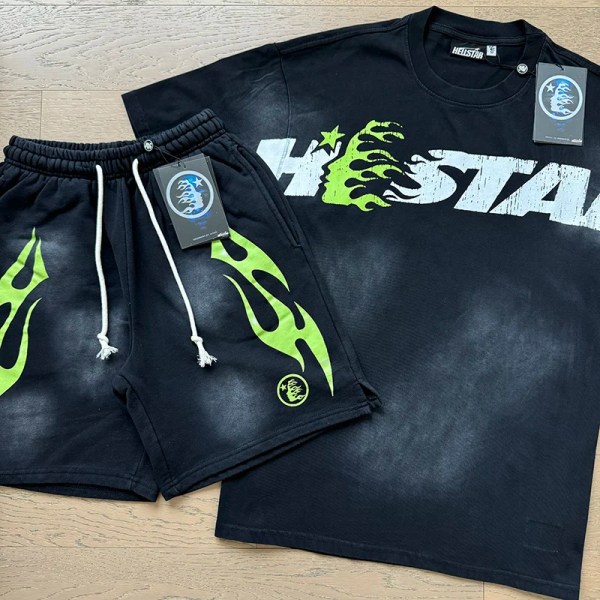Hellstar Logo Black Oversized Tee X Short Combo