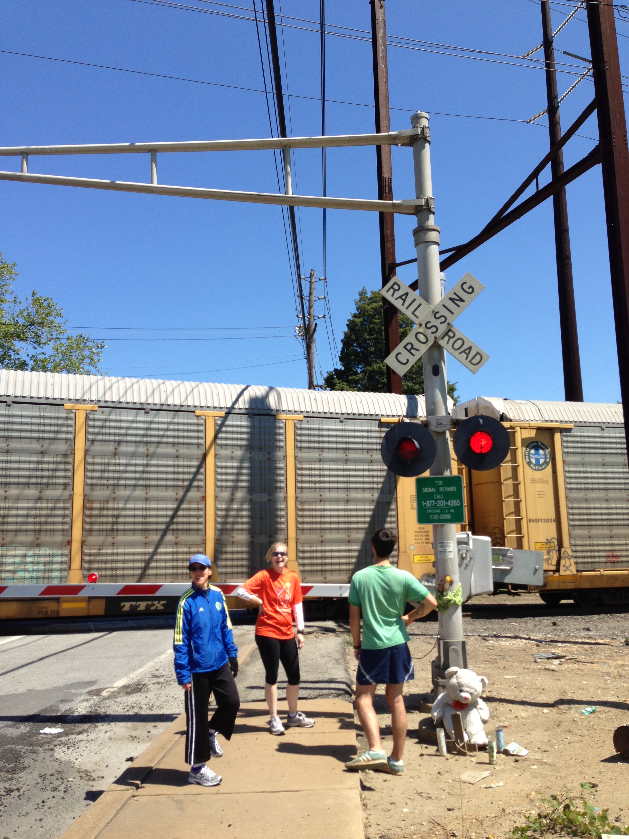 path blocked by freight train