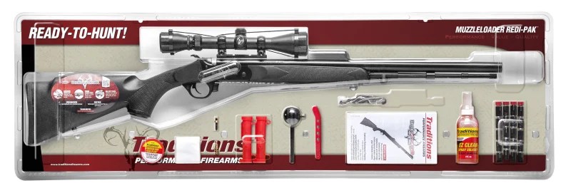Traditions BUCKSTALKER XT 50CAL BLK PKG 3-9X40 SCOPE PACKAGE