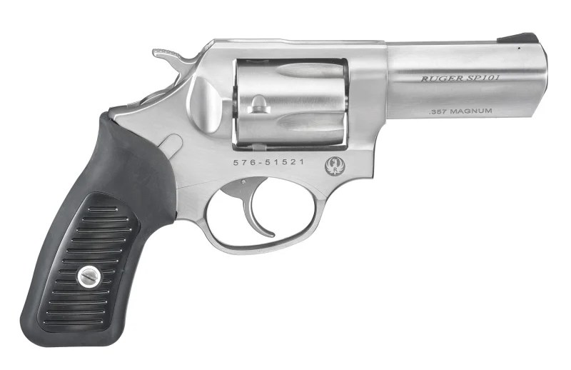 Ruger SP101 357MAG 3″ SS FS 5719 RUBBER W/PLASTIC INSERTS