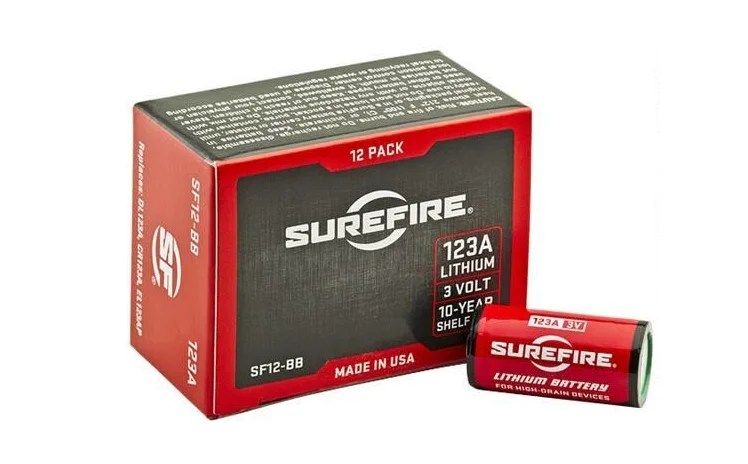 SureFire SF123A LITHIUM 3VOLT BATT 12PK 12 COUNT BOX|10 YR SHELF LIFE