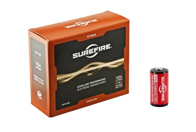SureFire SF123A LITHIUM 3VOLT BATT 72PK 72 COUNT BOX|10 YR SHELF LIFE