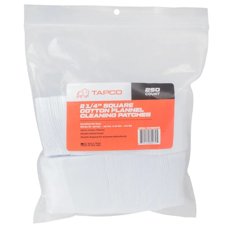 Tapco SQUARE PATCHES 2.25″ 250 COUNT .38CAL-.45CAL 20GAUGE-410