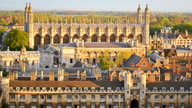 Panoramic view of several College buildings in Cambridge, seen from the tower of St. John's College credit iStock One time use for Traveller only Whitley - ten surprisingly small cities