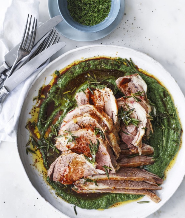 Neil Perry’s Roast Leg Of Lamb With Creamed Spinach