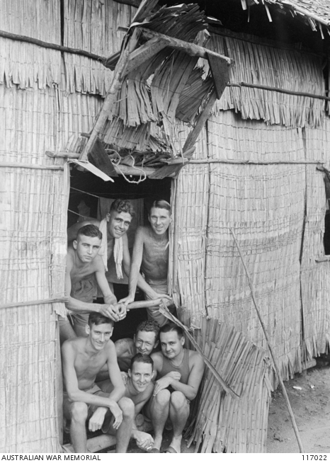 Singapore Straits Settlements, 19 September 1945: members of 2/18th Australian Infantry Battalion, prisoners of war of the Japanese, in Changi prison.