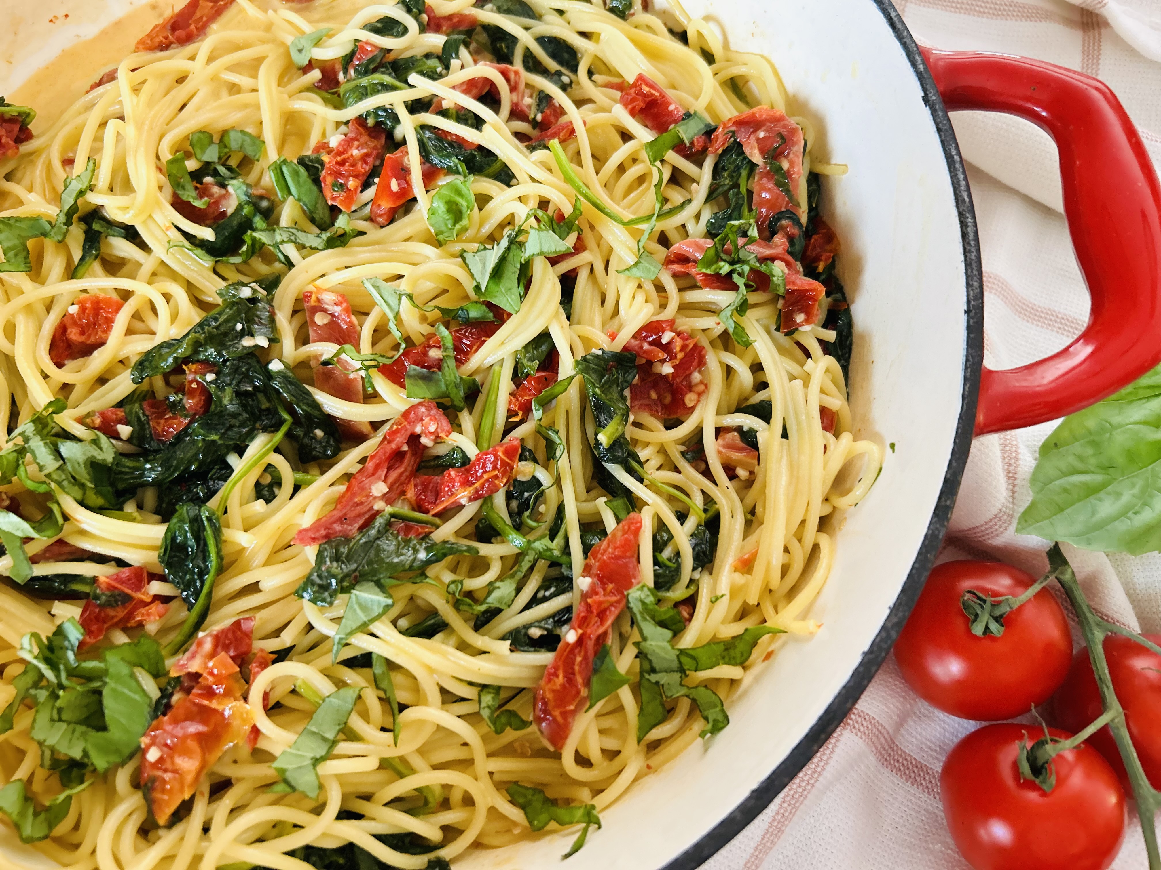 Sun-dried Tomato & Spinach Spaghetti