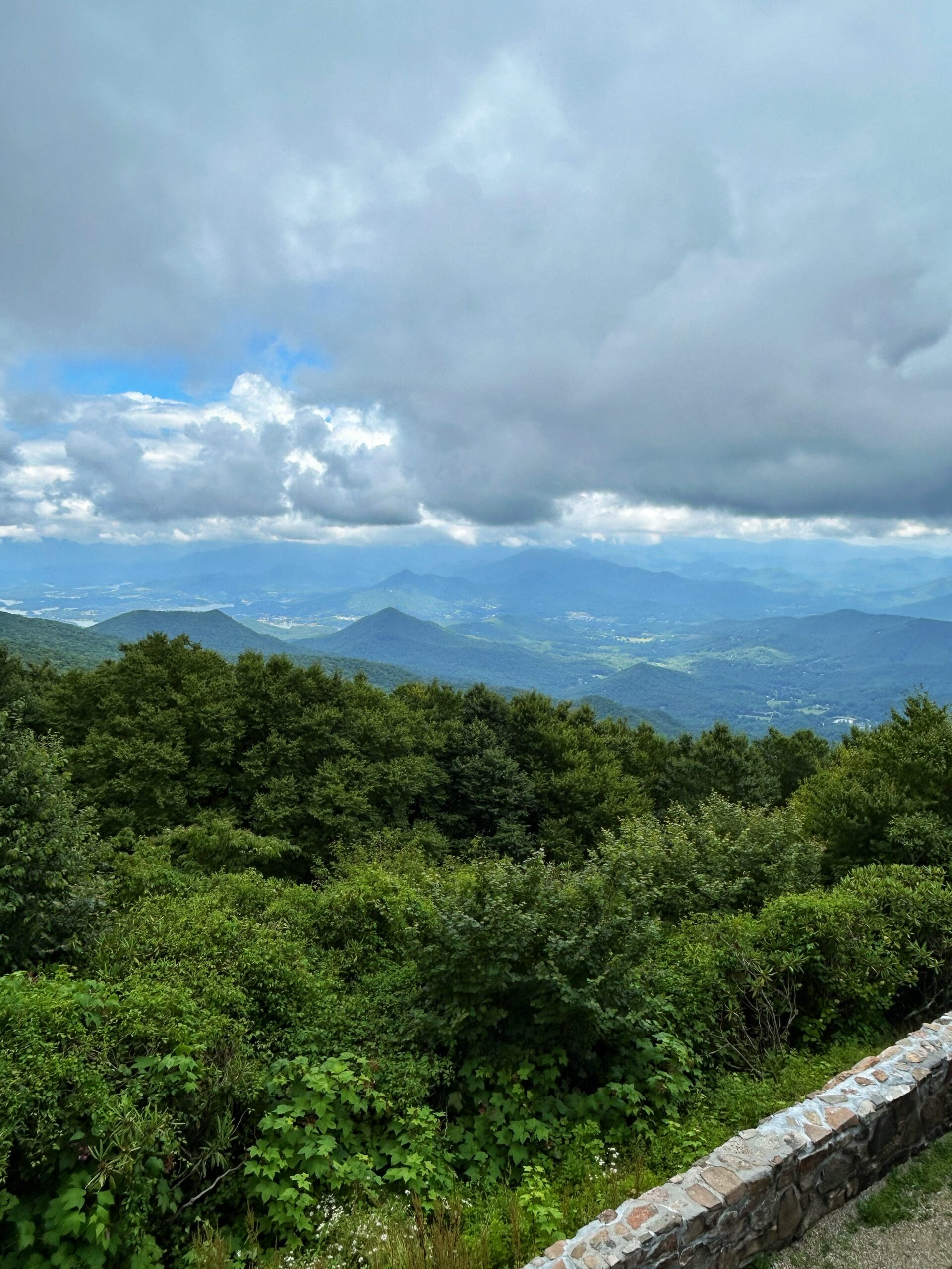 Mountain view overlooking the Blue Ridge Mountains beneath dramatic clouds near Helen, Georgia.