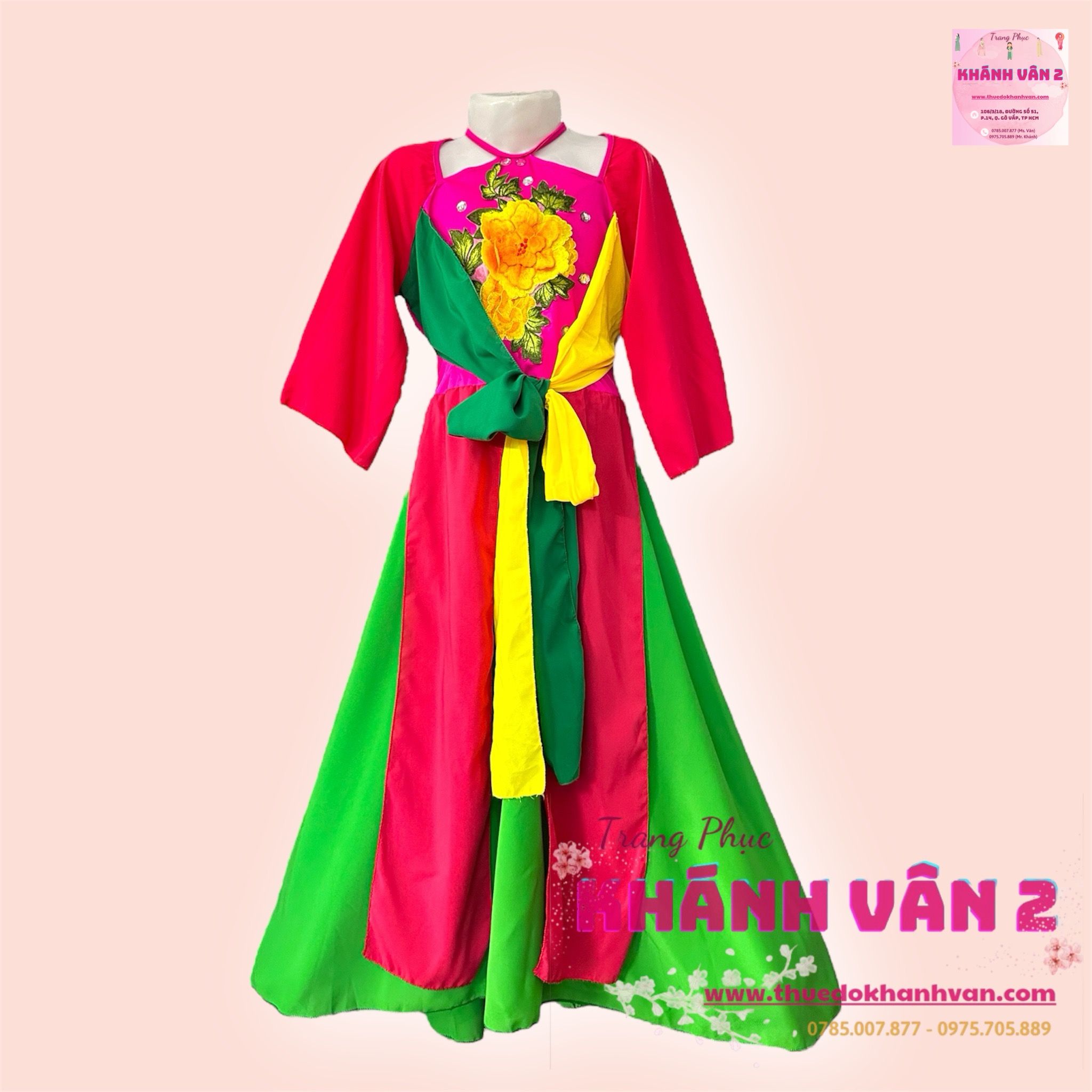 tứ thân liền lụa mềm ngũ sắc mầm non/ tiểu học (5)