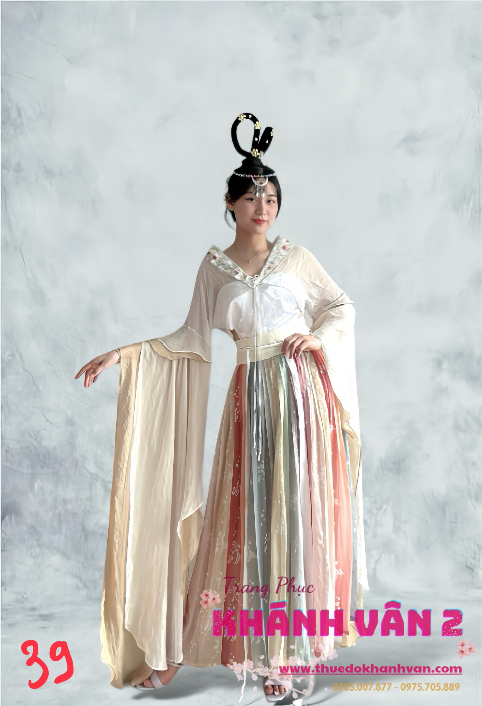 39. Hằng nga khoác rời tay dài + quây nhiều màu+ cài tóc giả  + vòng đội đầu (16)