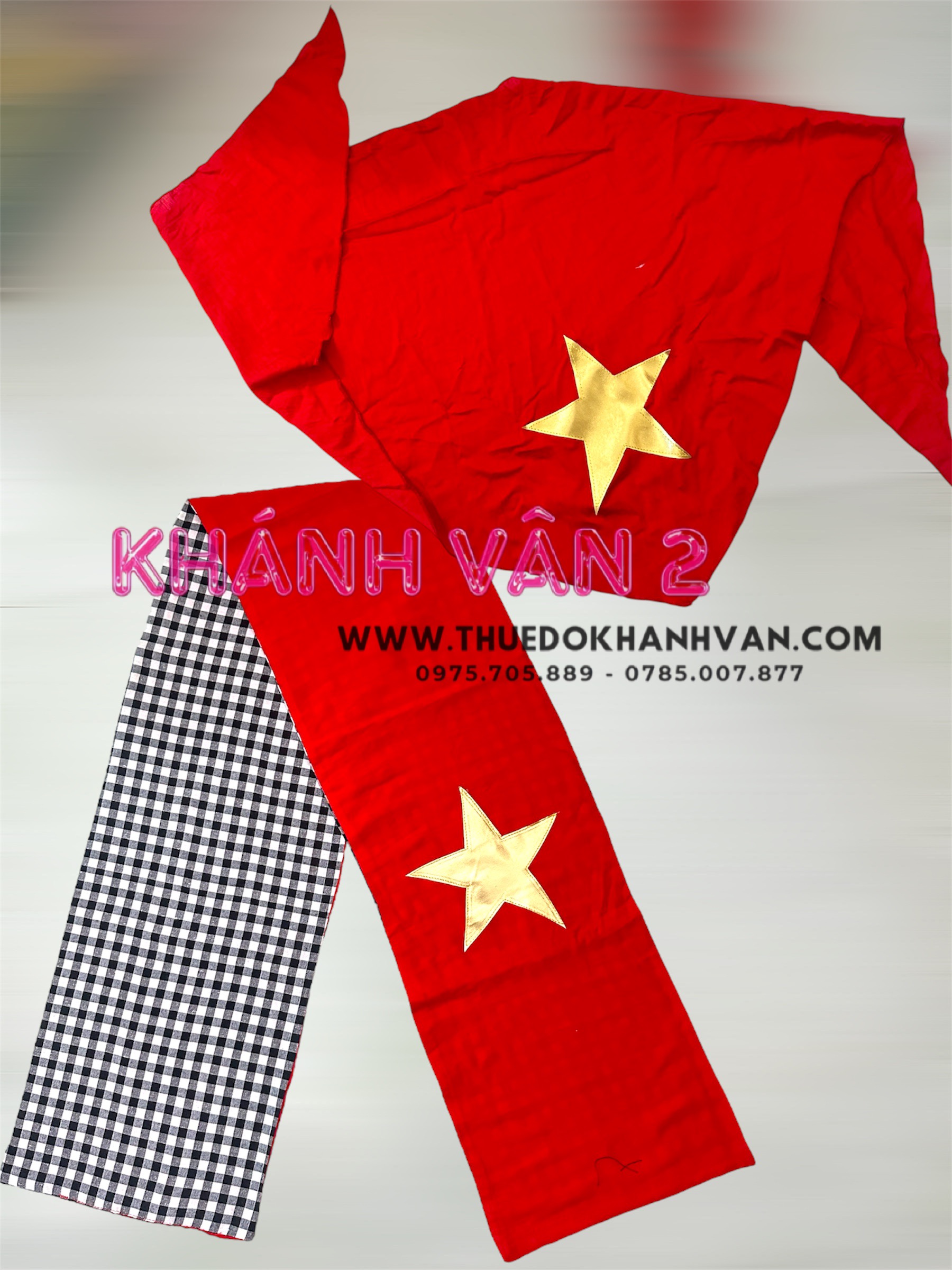 Khăn rằn phối cờ Tổ quốc (2) D24 và khăn cờ Tổ quốc (1’) D24