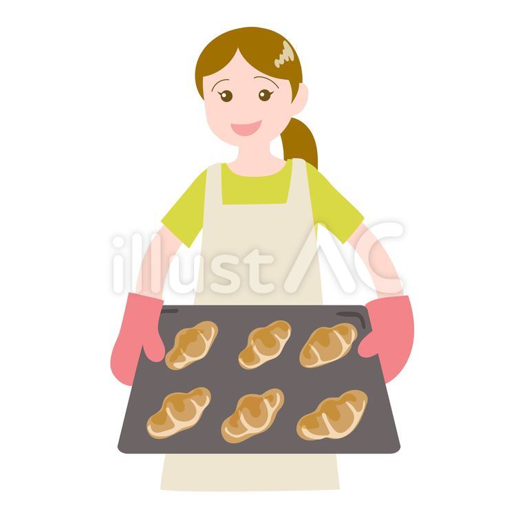 パンを焼く女性イラスト