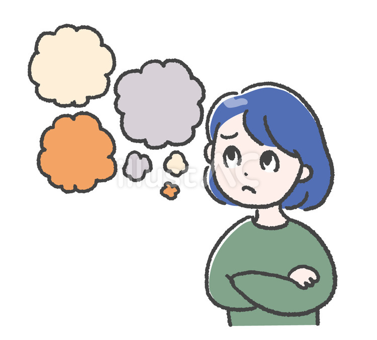 色々考えている女性1イラスト