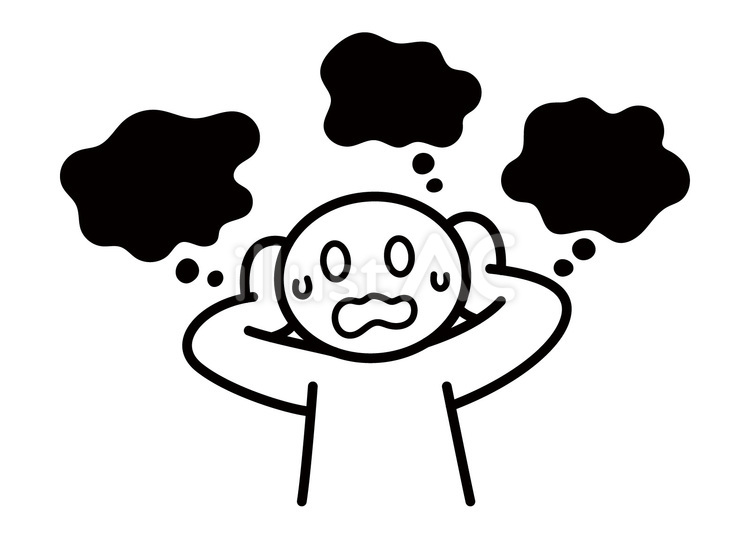 棒人間-たくさんの不安イラスト