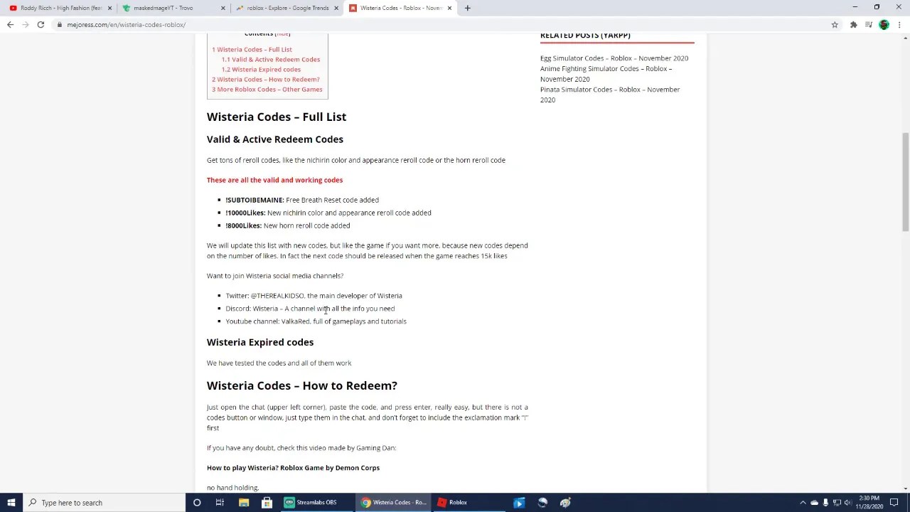 When you enter these codes into the game, you will receive free rewards and items. Roblox Wisteria Codes Working 2021