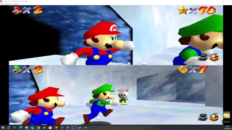 Super Mario 64 Splitscreen Multiplayer - High Quality Ocean Illustration - Mobile