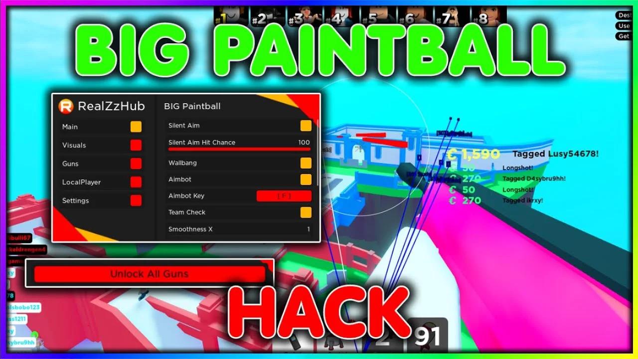 ROBLOX Big Paintball Script Hack SILENT AIM KILL ALL UNLOCK Srf7uk2bAvY