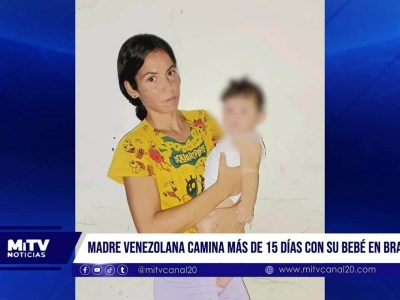 Madre venezolana cruza a pie la frontera con su bebé
