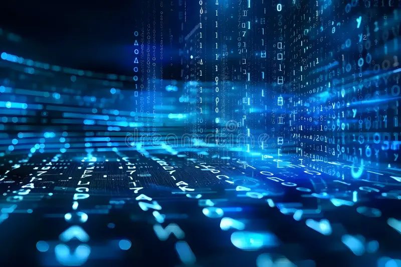 Abstract Screen With Binary Code Digital Screen With Blue Illuminated Binary Code Abstract - High Resolution Gradient Textures for Desktop