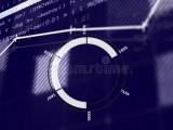 Circular Data Visualization Animation Over Computer Code And Graphs