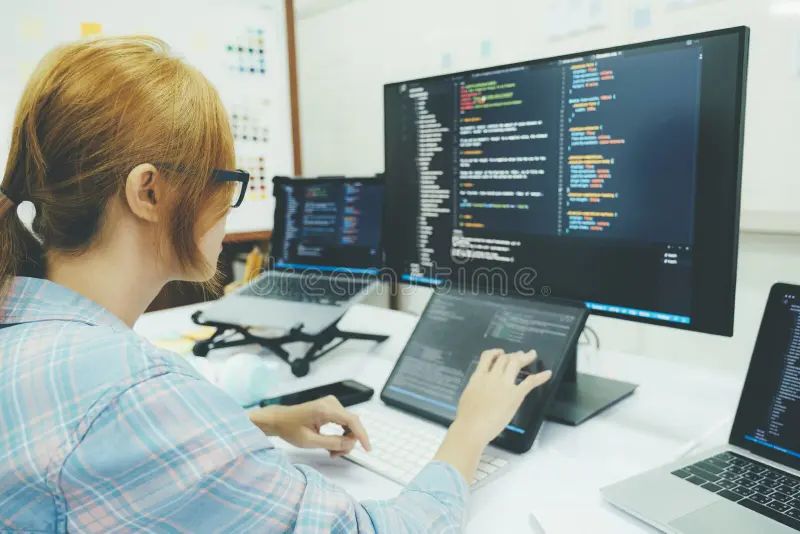 Close Up Programmer Is Coding And Programming Software Stock Photo - Best Gradient Wallpapers in High Resolution