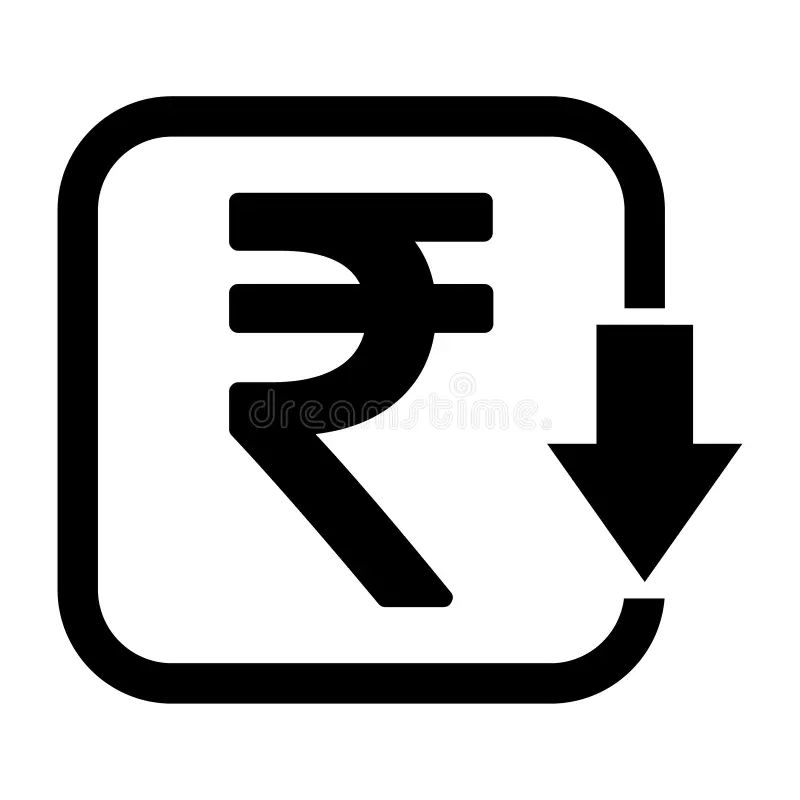 Rupee Reduction Symbol Cost Decrease Icon Reduce Debt Business Sign - High Resolution Light Illustrations for Desktop