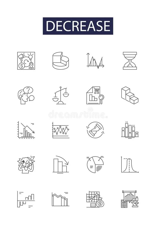 Decrease Line Icons Signs Vector Set Outline Illustration Concept Stock Vector Image Art - Download Professional Light Pattern | 8K