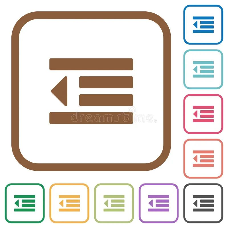Decrease Text Indentation Square Flat Icons Stock Illustration - Nature Background Collection - Retina Quality