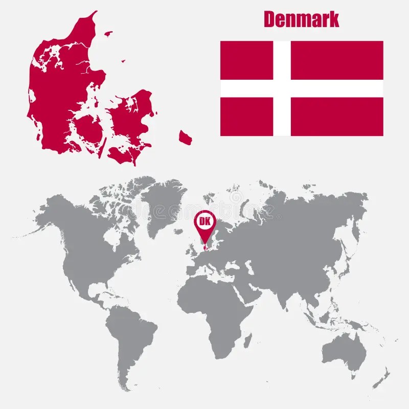 Denmark Map World Denmark Map World Map Flag Map Pointer Vector 84893906 