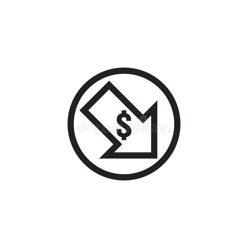 Arrow Decrease Icon Dollar Money Fall Down Symbol Vector Image - Nature Pattern Collection - Mobile Quality