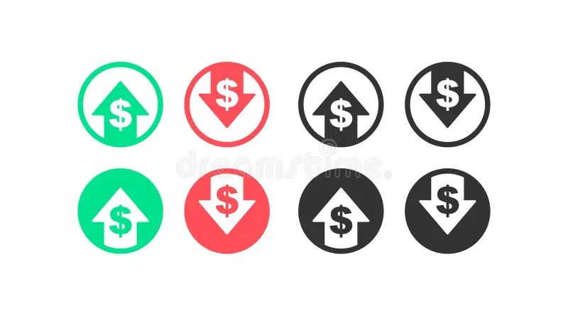 Dollar Rise And Fall Icon Coin Increase And Decrease - High Quality Minimal Image - Mobile