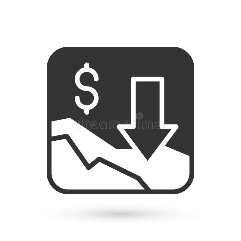Chalk Financial Growth Decrease Icon Isolated On Black Background - Geometric Designs - Amazing HD Collection