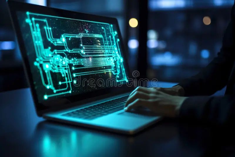 Programmer Laptop And Software Engineer Working Coding And Typing Up - Premium 8K Geometric Backgrounds | Free Download