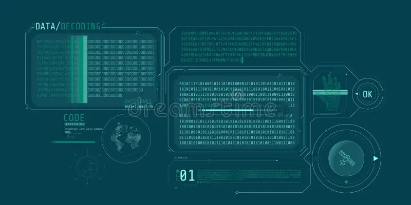 Hud Interface Design For Decoding Satellite Data Vector Image - City Picture Collection - 4K Quality