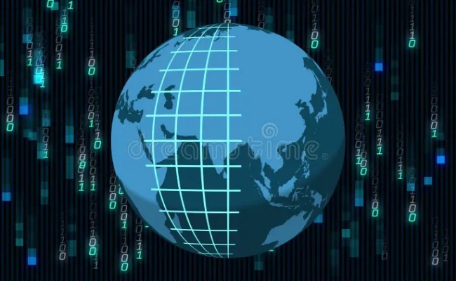 Image Of Globe With Binary Coding And Data Processing Stock ...