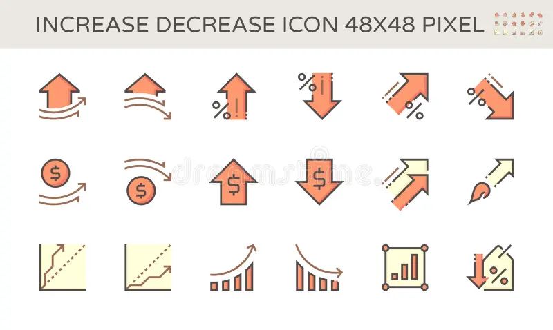 Increase And Decrease Icons Black Silhouette Stock Illustration - Download Artistic Sunset Illustration | Desktop