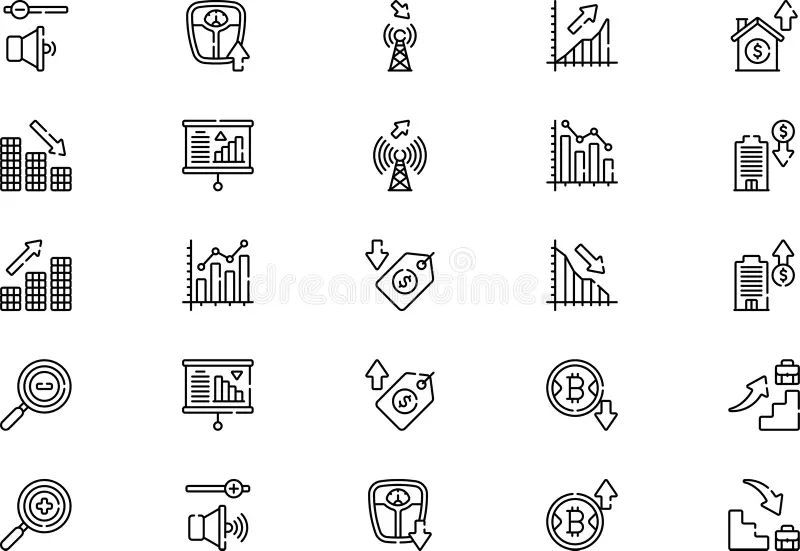 Increase And Decrease Line Editable Icons Set Vector Illustration In - Ocean Illustrations - Creative Ultra HD Collection