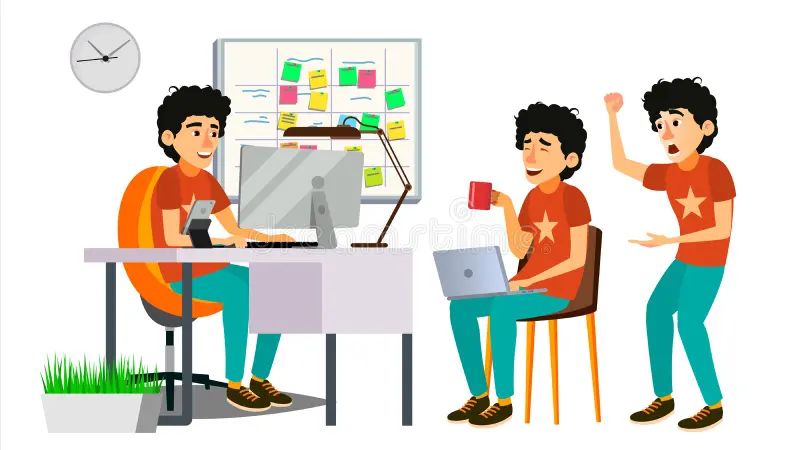 Junior Developer Character Vector Young Coder In Modern Office Workplace Developer Programmer - Premium Space Texture - HD