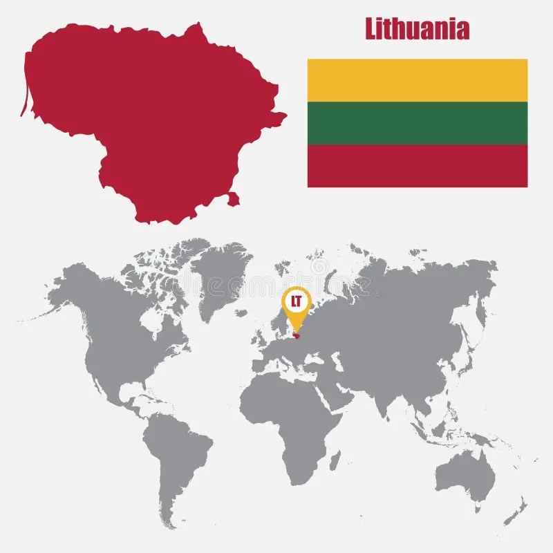 Lithuania On World Globe With Flag And Regional Map Of Lithuania Stock Lithuania Map World Map Flag Map Pointer Vector 85691567 