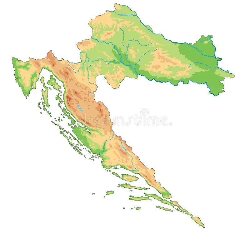High Detailed Croatia Physical Map Stock Vector Of Print 186034725 