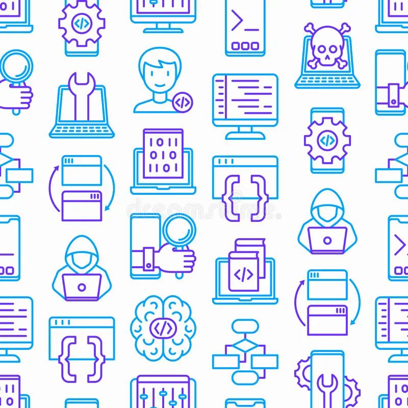 Technical Vector Seamless Pattern With Programming Code Program Flow Diagrams Formulas - Best Geometric Photos in 8K